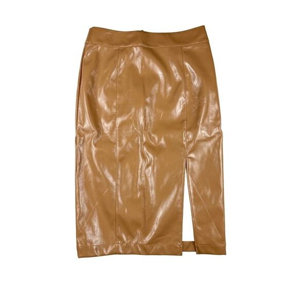 Cara Santana x Apt. 9- Faux Leather Midi Skirt in Tan - Picture 1 of 3